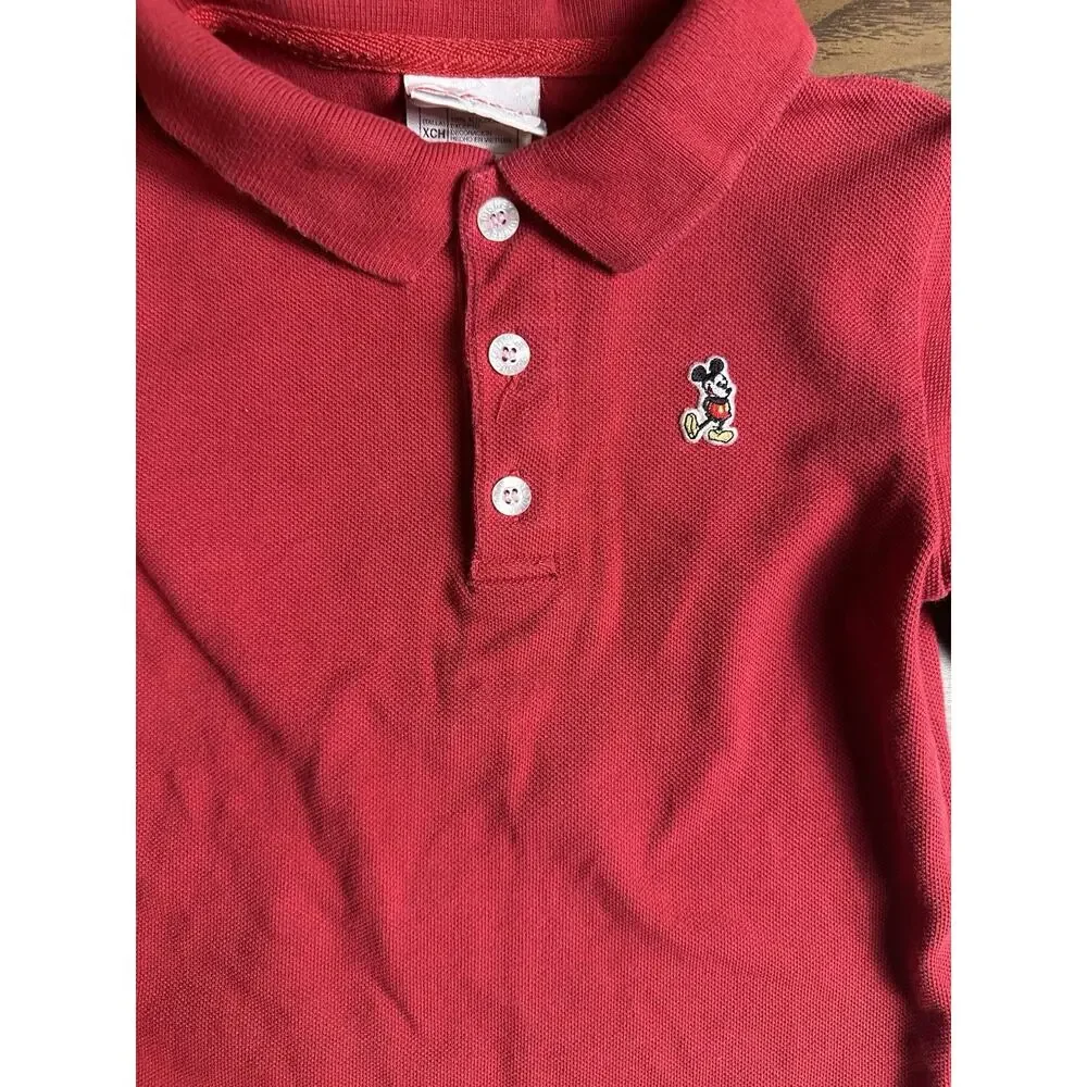 Vtg Mickey Mouse Disney Toddler Outfit Set 4T Polo Shirt Khaki Kids XS Pants